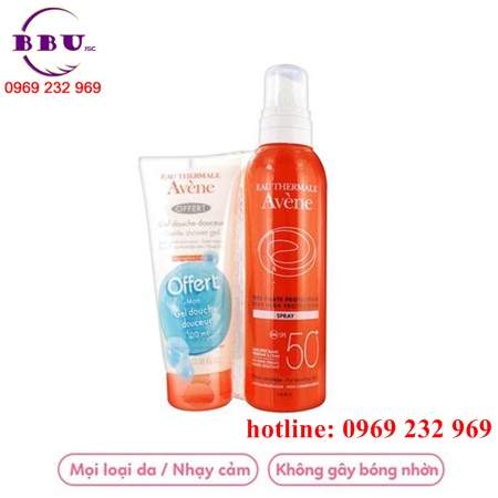 Set kem chống nắng dạng xịt spf 50+ avene 200ml