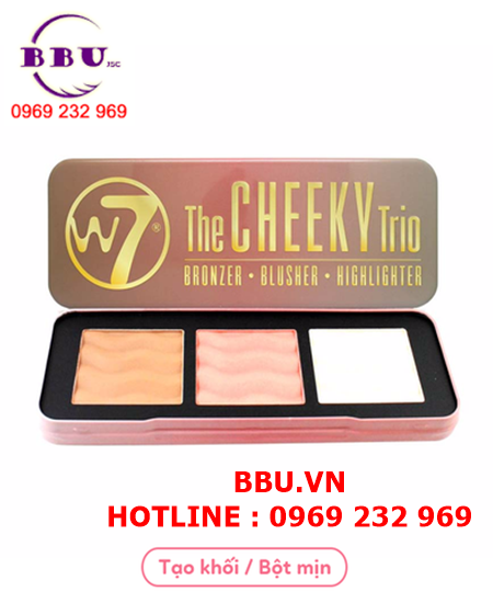 Set má hồng highlight tạo khối w7 the cheeky trio