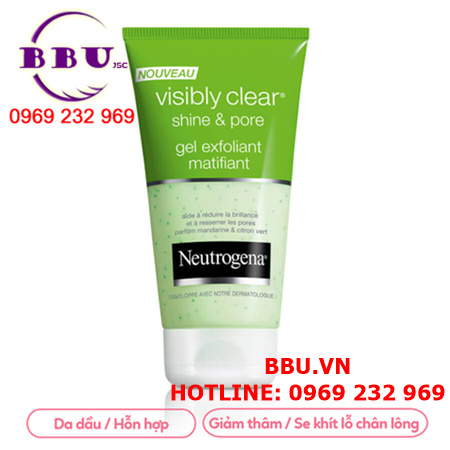 Sữa rửa mặt neutrogena visibly clear shine and pore gel exfoliant matifiant