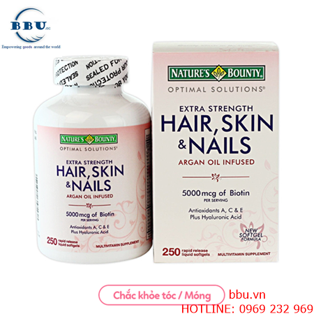 Viên uống đẹp da, tóc và móng nature’s bounty 250 viên