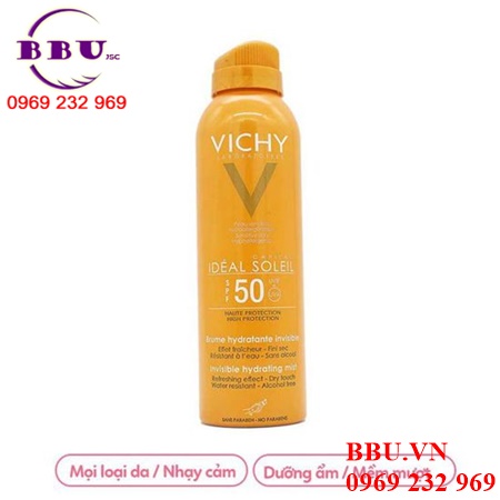 Xịt chống nắng vichy capsol mist body spf 50