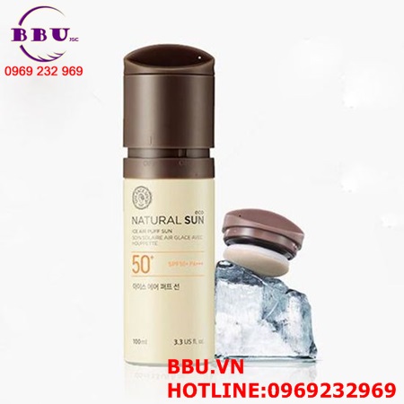Kem chống nắng the face shop natural sun eco ice air puff sun spf 50+ pa+++