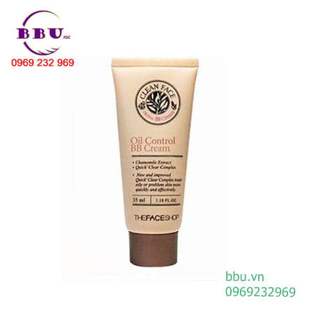 Bb cream kiểm soát dầu the face shop oil control bb cream clean face hàn quốc