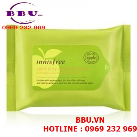 Khăn tẩy trang apple juicy cleansing tissue innisfree