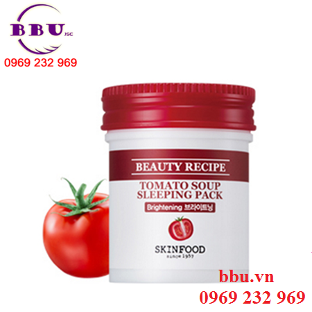 Mặt nạ ngủ dưỡng trắng skin food tomato soup sleeping pack - chiết xuất cà chua & sữa