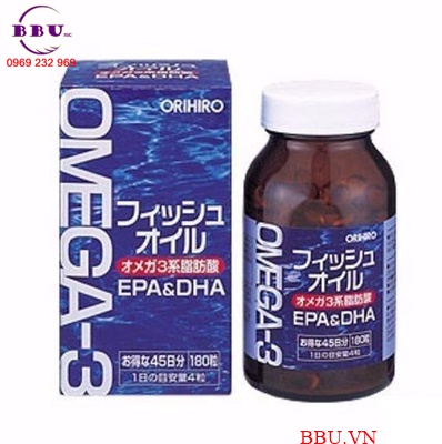 Dầu cá omega 3, epa & dha orihiro nhật bản 180 viên
