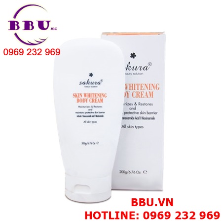 Kem dưỡng toàn thân sakura skin whitening body cream 200g giúp trắng da của nhật bản