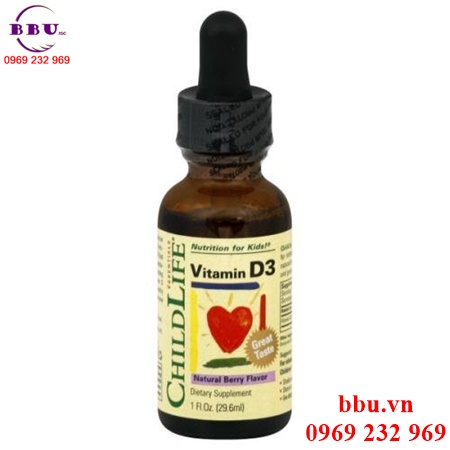 Childlife vitamin d3 phòng ngừa còi xương, giảm rụng tóc vành khăn, khó 