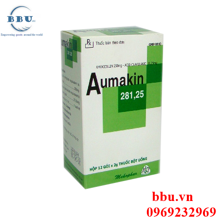 Công dụng thuốc kháng sinh điều trị viêm xoang, viêm amidan, nhiễm khuẩn đường hô hấp aumakin 281,25