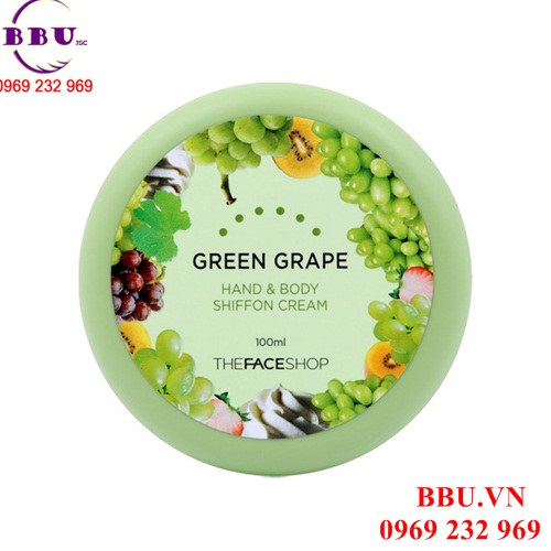 Sản phẩm kem dưỡng thể và da tay green grape hand - body shiffon cream the faceshop