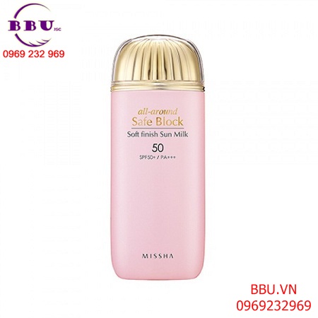Kem chống nắng all-around safe block soft finish sun milk missha bảo vệ da