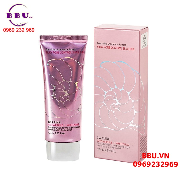Kem nền 3w clinic silky pore control snail bb 70ml