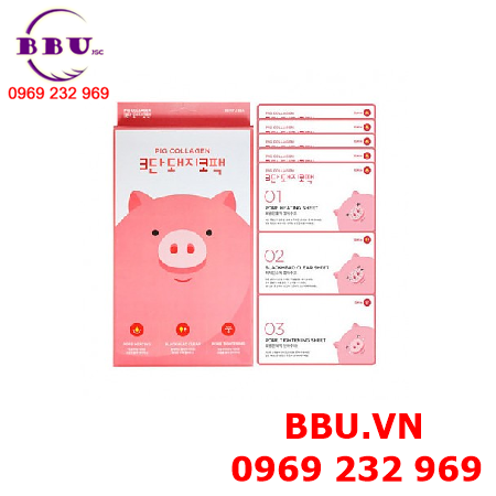 Miếng lột mụn 3 bước con heo hồng pig collagen me factory