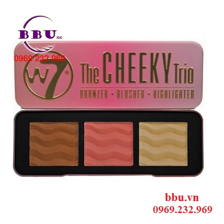Phấn má hồng tạo khối w7 the cheeky trio bronzer blusher highlighter