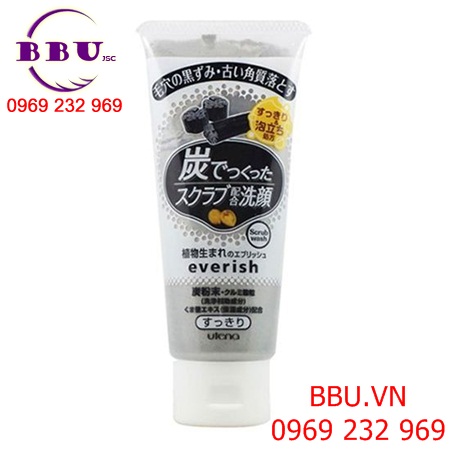 Sữa rửa mặt tẩy tế bào chết utena everish scrub bột than hoạt tính