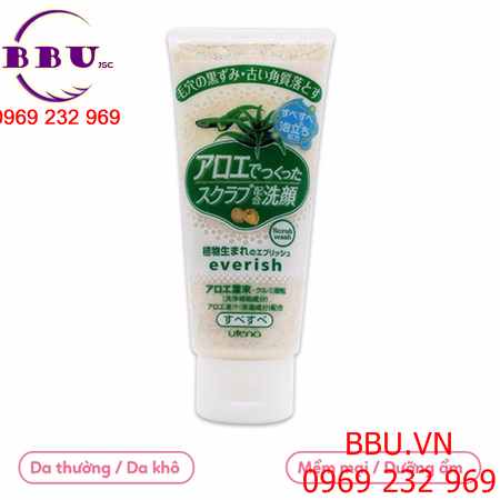 Sữa rửa mặt tẩy tế bào chết everish lô hội và hạt óc chó