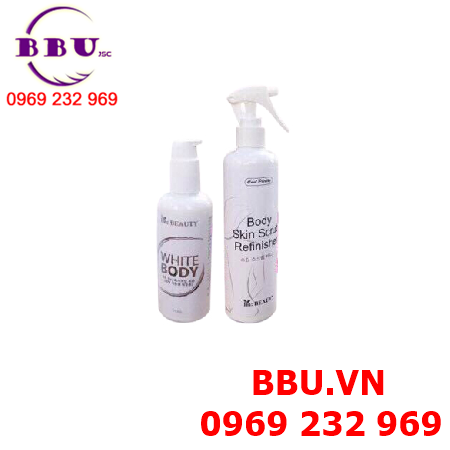 Set tẩy tế bào chết body skin scrub refinisher và kem dưỡng da white body