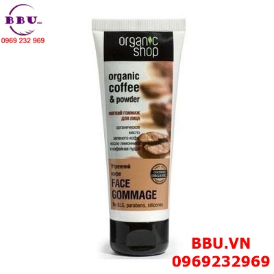 Kem tẩy tế bào chết mặt organic shop organic coffee - powder