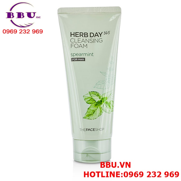 Sữa rửa mặt bạc hà cho nam the face shop herb day 365 cleansing foam spearmint for men