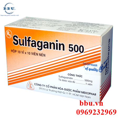 Thuốc kháng sinh điều trị bệnh tiêu chảy, suy giảm tình trạng cơ thể, nhiểm độc vi sinh sulfaganin 500