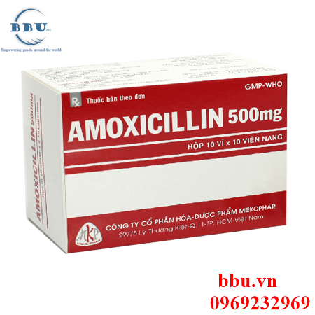 Thuốc kháng sinh điều trị hô hấp, đường mật, tiêu hóa, tiết niệu, sinh dục amoxicillin 500mg