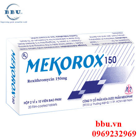 Thuốc kháng sinh điều trị viêm hô hấp, tai, mũi, họng, viêm họng, viêm phế quảng, viêm phổi, viêm xoang mekorox 150