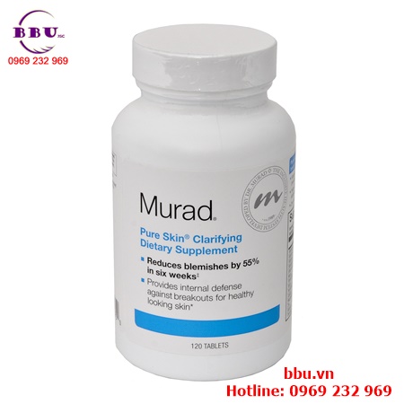 Thuốc uống trị mụn murad pure skin clarifying dietary supplement hộp 120 viên của mỹ