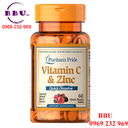 Viên uống quick dissolve vitamin c with zinc mixed berry