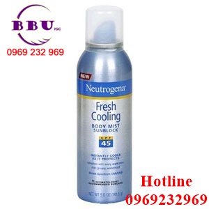 Xịt chống nắng neutrogena fresh cooling body mist spf 45 141,5g từ mỹ  