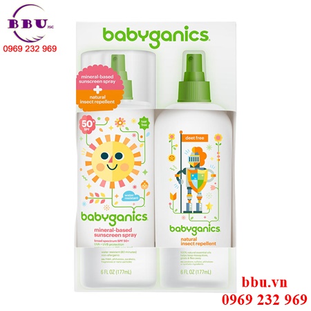 Bộ đôi xịt chống nắng và xịt côn trùng babyganics 177ml của mỹ