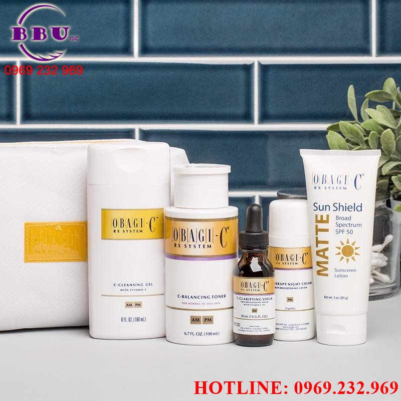 Bộ dưỡng trắng da chống lão hóa cho da dầu obagi-c fx system - normal to oily