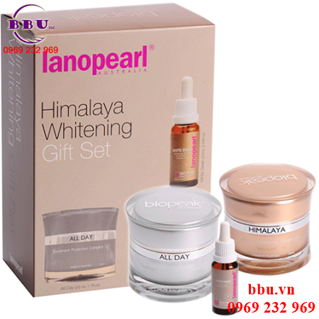 Bộ sản phẩm trị nám và làm trắng da của úc lanopearl himalaya whitening gift set