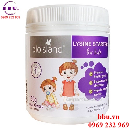 Bột bổ sung lysine bioisland số 1 hộp 150g của úc