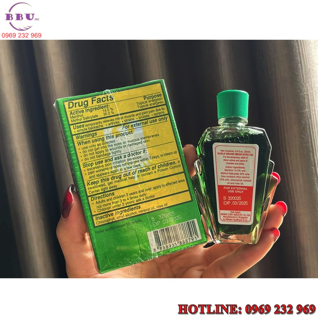 Dầu gió xanh con ó eagle brand medicated oil