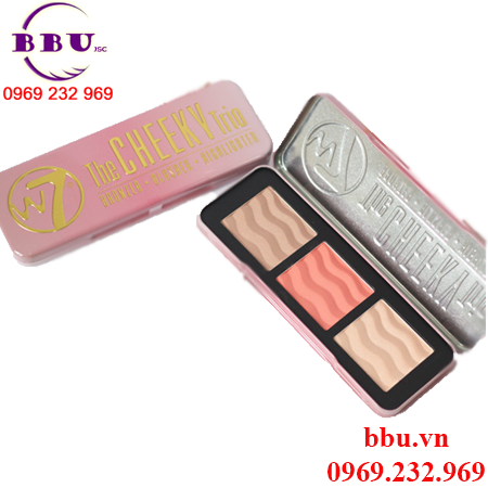 Hộp má hồng tạo khối 3 ngăn w7 the cheeky trio của mỹ
