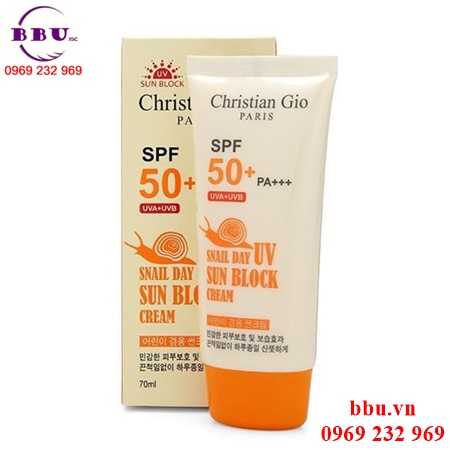 Kem chống nắng christian gio paris spf 50+ pa+++ snail day uv sun block cream