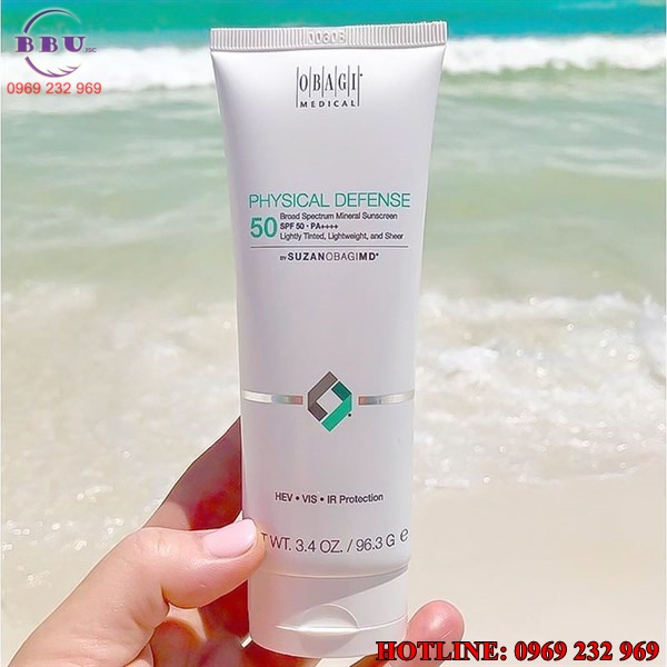 Kem chống nắng vật lý có màu suzanobagimd physical defense tinted broad spectrum spf 50