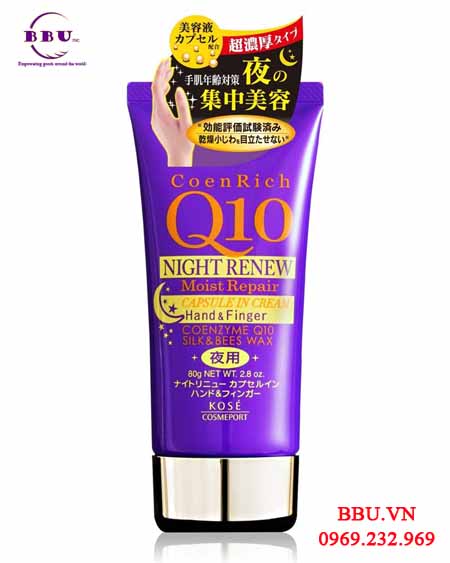 Kem dưỡng da tay kose coen rich q10 night renew
