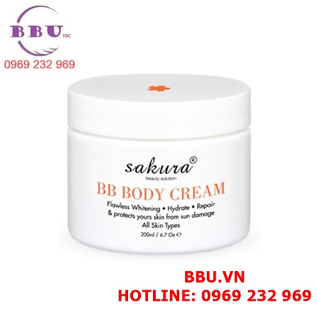 Kem dưỡng trắng da trang điểm bb whitening body cream sakura