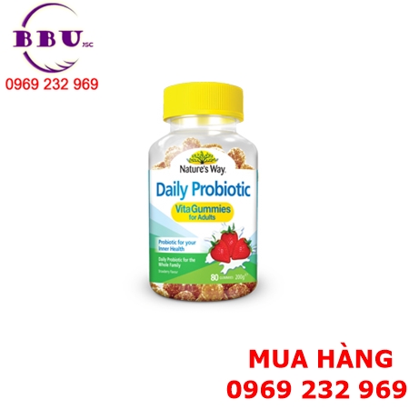 Kẹo dẻo lợi khuẩn nature’s way daily probiotic vita gummies for adults hộp 80 viên của mỹ