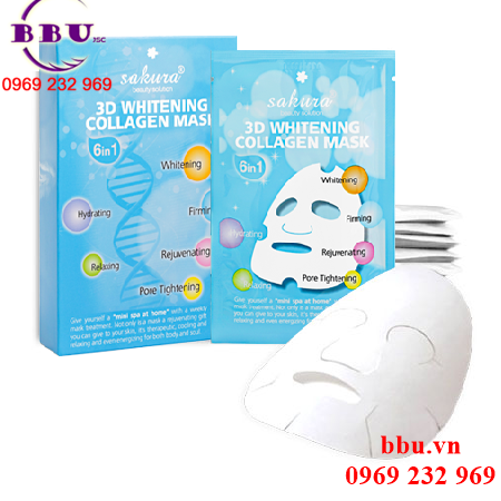 Mặt nạ làm trắng da tự nhiên sakura 3d whitening collagen mask