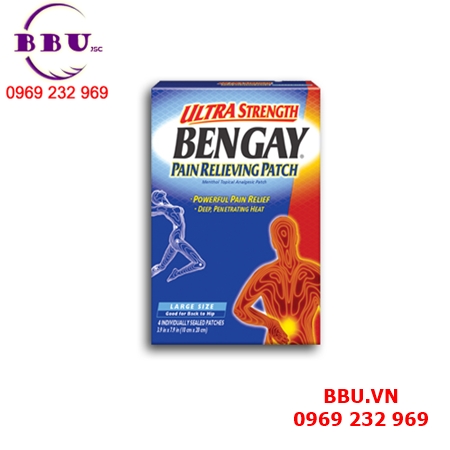 Miếng dán giảm đau cỡ lớn bengay ultra strength pain relieving patch 4 miếng của mỹ