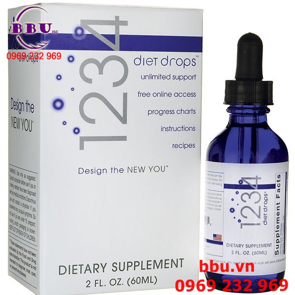 Nước uống giảm cân dùng cho người béo lâu năm 1234 diet drops lọ 60ml của mỹ