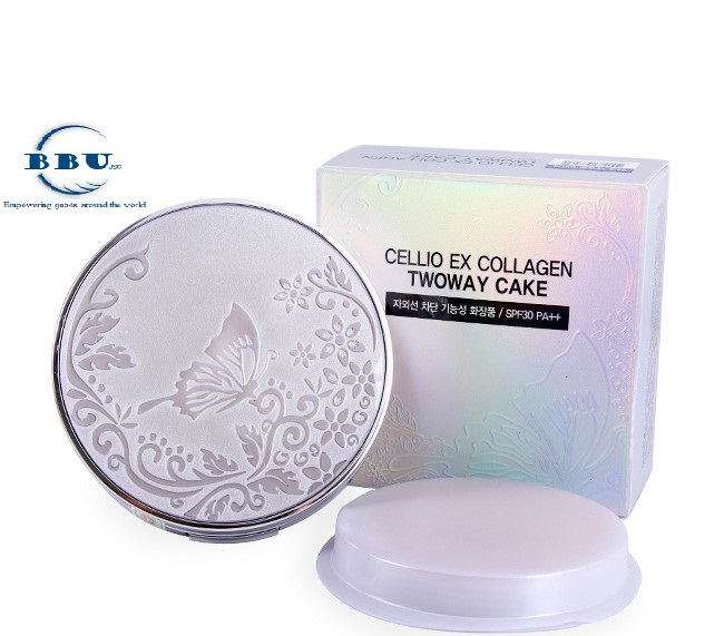 Phấn phủ siêu mịn chống nắng cellio ex collagen twoway cake