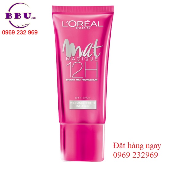 Kem nền kiểm soát dầu l’oreal mat magique 12h bright mat foundation