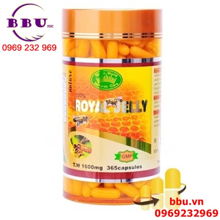 Sữa ong chúa đẹp da, chống lão hóa royal jelly greenworld 1600mg 365 viên của úc