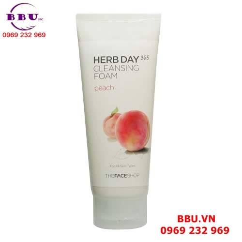Sản phẩm sữa rửa mặt làm sáng da hương đào herb day 265 cleansing foam