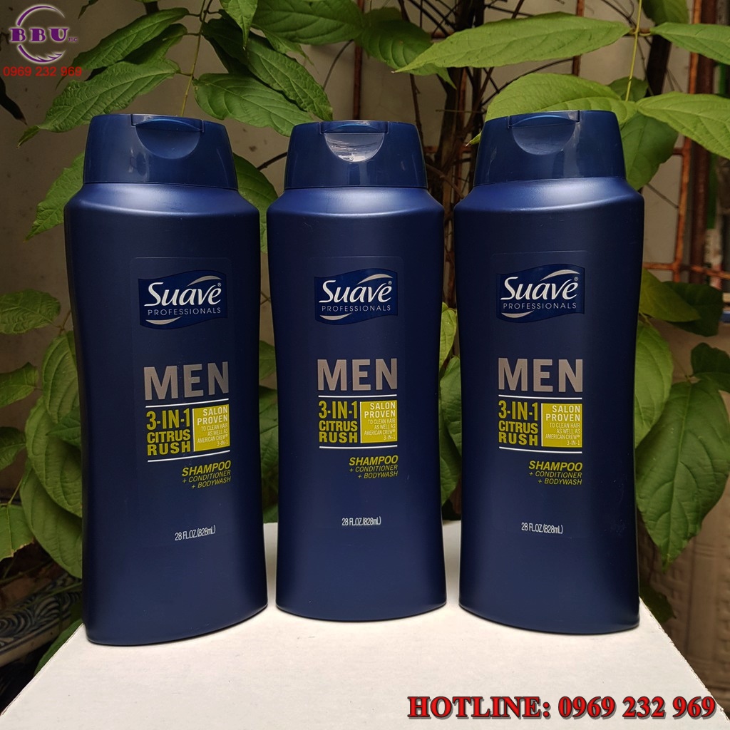 Sữa tắm gội suave men 3 in 1 citrus rush