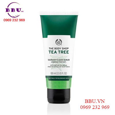 Gel tẩy da chết the body shop tea tree squeaky- clean scrub