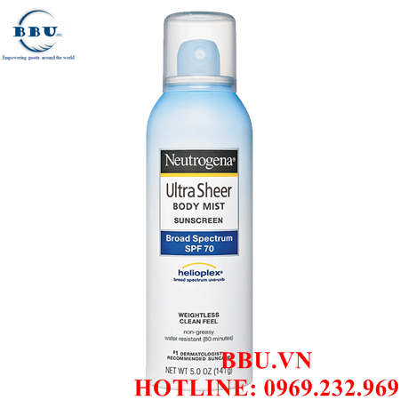 Xịt chống nắng neutrogena ultra sheer body mist sunscreen spf 100+